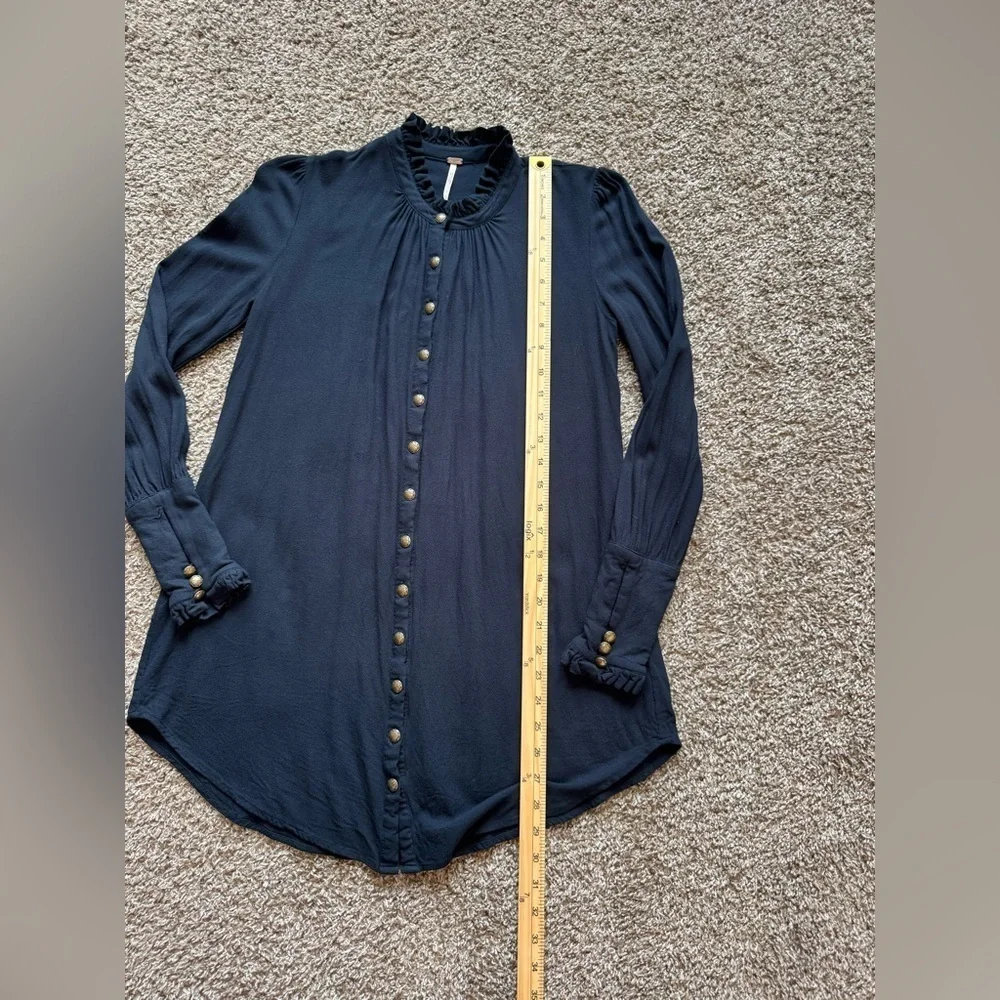 Free People tunic dress button up button down mini dress ruffle